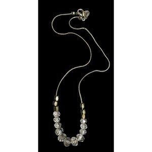 Express Sparkling Glass Beaded Necklace With Gold Tone Metal Accents